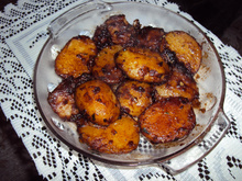 Batata cozida ao molho shoyu