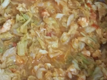 Repolho refogado com camarão