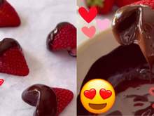 Ainda dá tempo de fazer pro Dia dos Namorados: morangos com chocolate em formato de coração muito fácil de fazer