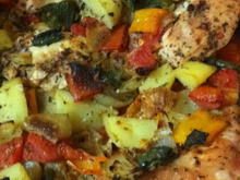 Frango assado com batatas