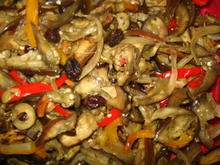 Conserva de berinjelas e pimentões