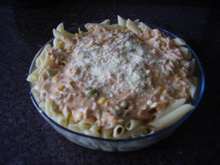 Macarrão com molho de frango cremoso