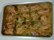 Frango assado com creme de cebola e maionese