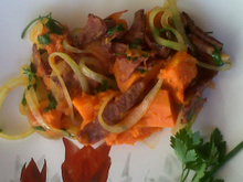 Lascas de carne seca com abóbora