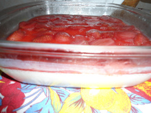 Flan com calda de morango