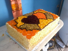 Torta salgada de pão de forma de frango