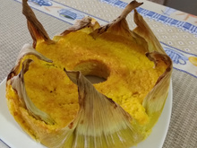 Bolo pamonha na palha do milho