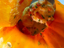 Camarão na moranga no micro-ondas