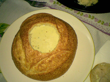 Fondue de queijo no pão