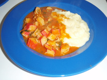 Lulas com kani kama ao coco