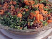 Carne com abobrinha no micro-ondas