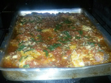 Bife à parmegiana de carne moída