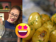 5 minutos na panela de pressão e essa batata bolinha tá pronta: é só cozinhar nessa pastinha deliciosa