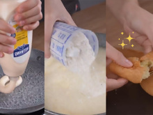 O segredo dessa receita é adicionar maionese na água fervente no preparo da massa: aí é só rechear e fritar