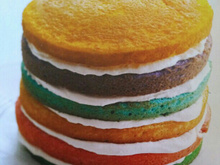 Bolo colorido com creme
