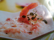 Camarão cremoso com queijo