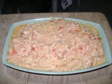 Macarrão com frango na panela de pressão