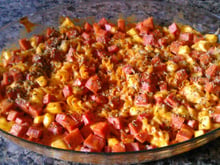 Macarrão de forno com presunto e queijo