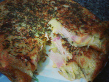 Batata recheada com presunto e queijo