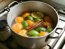 Vovó fervia cascas de laranja e limão com canela e sempre achei que era para fazer chá, mas tinha outro motivo genial