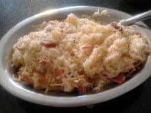 Arroz com bacon, calabresa e frango