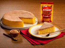 Bolo de milho cremoso com canela em pó