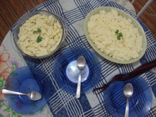Arroz com peito de frango desfiado