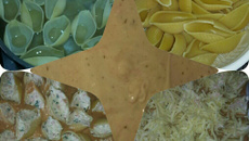 Conchiglione com creme de ricota, presunto e brócolis