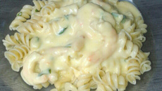 Macarrão ao creme branco de camarão