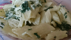 Penne ao molho de gorgonzola e espinafre
