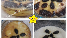 Manjar de coco com calda de ameixa