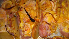 Linguiça gratinada com maionese