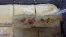 Torta de liquidificador de legumes coloridos