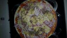 Pizza de arroz com rabanete