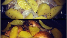 Sobrecoxa assada com batatas