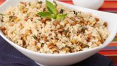 Arroz integral com lentilha e manjericão