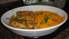 Escalopes de frango com purê de cenoura