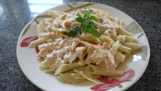 Penne com iogurte