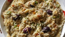 Risoto de bacalhau com leite de coco