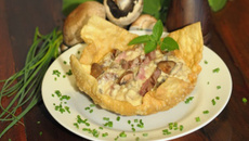 Risoto de cogumelos portobello com mignon grelhado