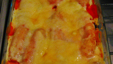 Filé de surubim com banana empanado e gratinado