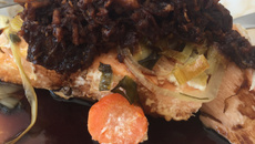 Salmão com alho-poró da Tati