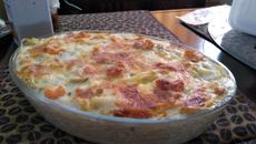 Penne ao molho de gorgonzola com camarão