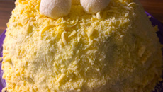 Bolo de leite em pó com chocolate branco