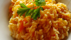 Risoto cremoso de lula em anéis