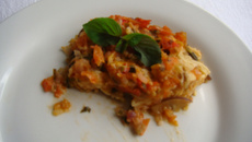 Berinjela com talharim