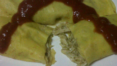 Panqueca de creme de couve com frango