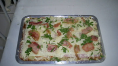 Lasanha de bacon com requeijão