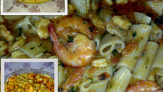 Macarrão x moqueca de camarão