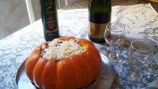 Abóbora recheada com carne seca